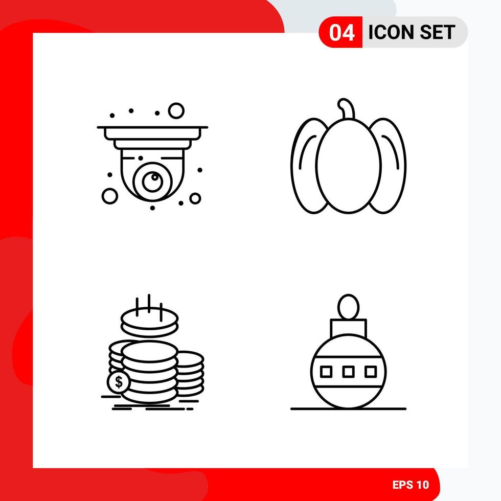 Creative Set of 4 Universal Outline Icons isolated on White Background vector