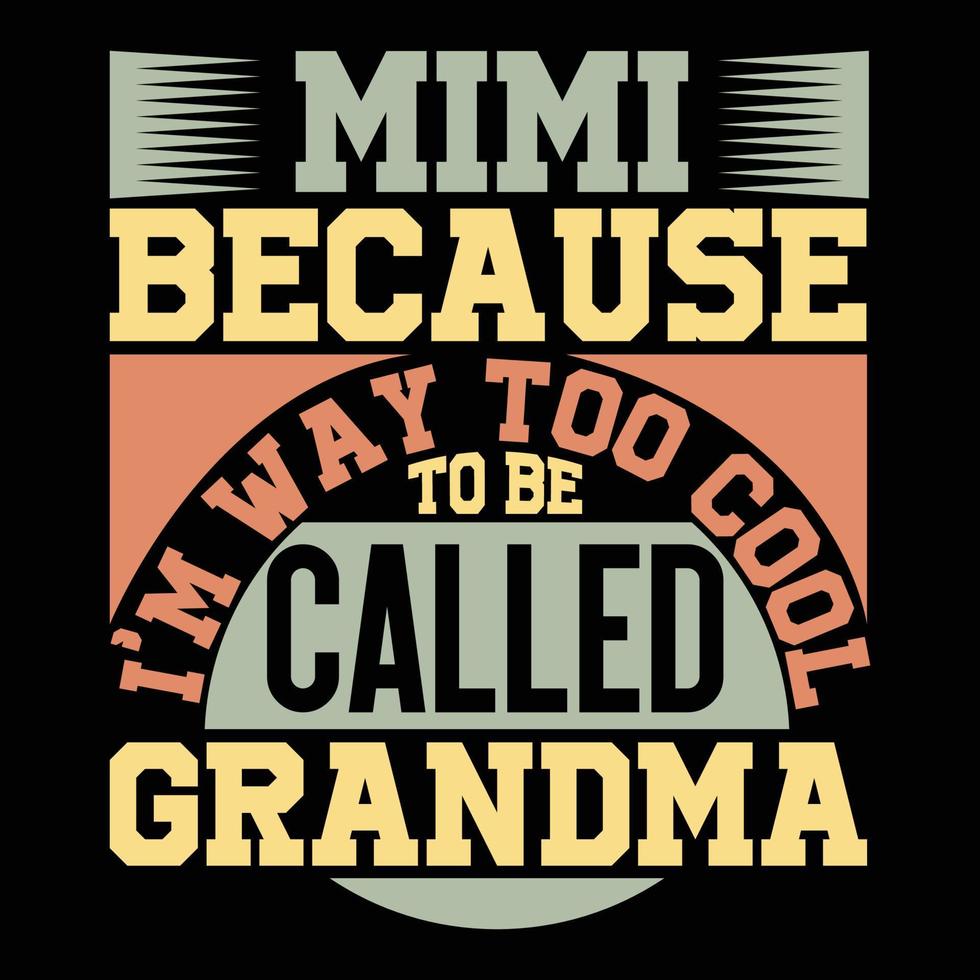 Mimi Because I'm Way Too Cool To Be Called Grandma Happy Mothers Day Tee Shirt Clothing vector