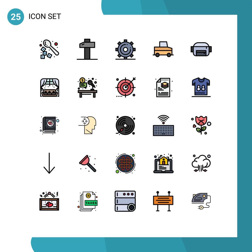 Modern Set of 25 Filled line Flat Colors and symbols such as home bag media truck car Editable Vector Design Elements