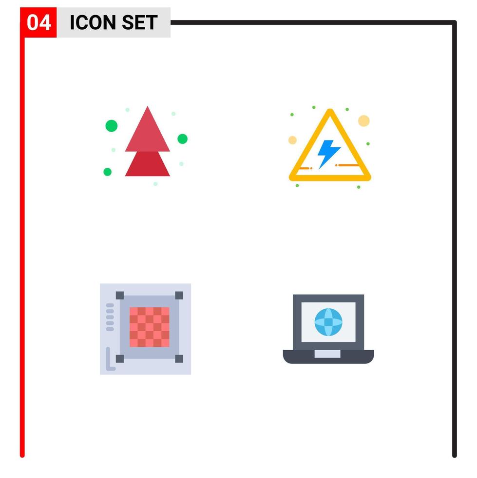 Group of 4 Flat Icons Signs and Symbols for arrow layout direction signs website Editable Vector Design Elements