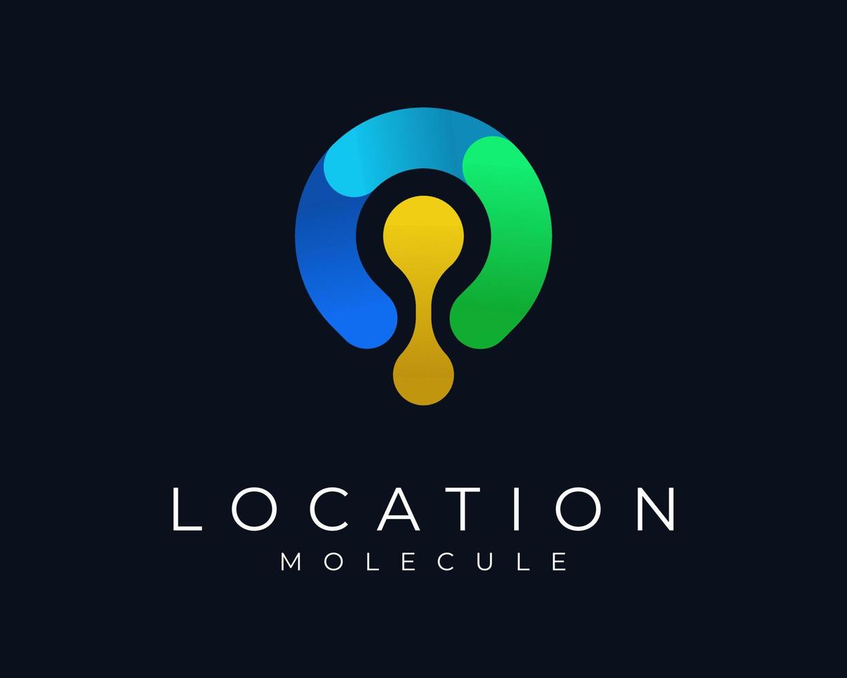 Molecular Location Molecule Pin Map Science Place Colorful Gradient Motion Vector Logo Design
