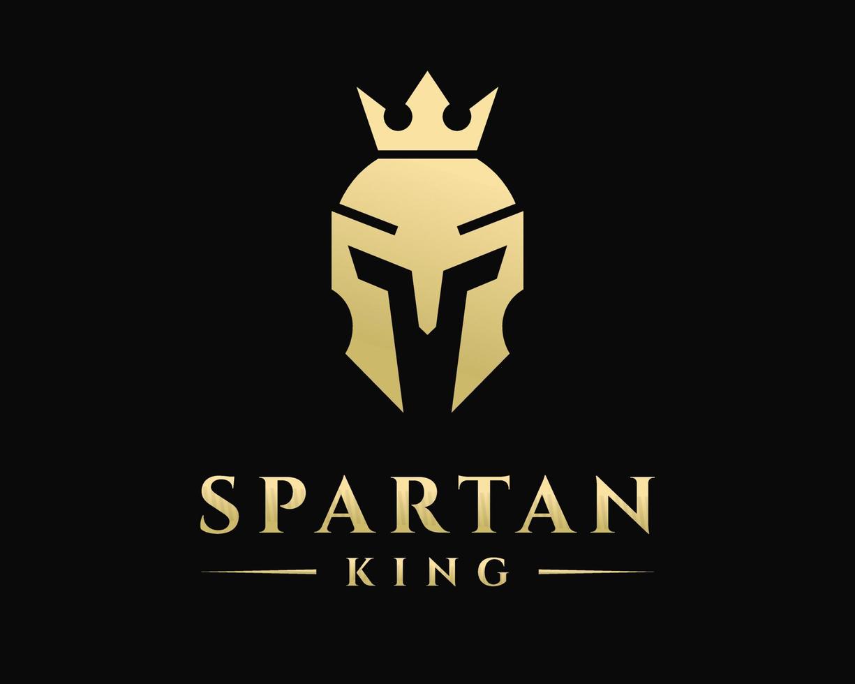 espartano rey casco guerrero corona gladiador monarca caballero medieval lujo elegante vector logo diseño