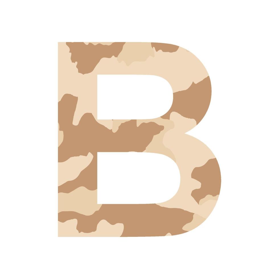 English alphabet letter B, khaki style isolated on white background - Vector