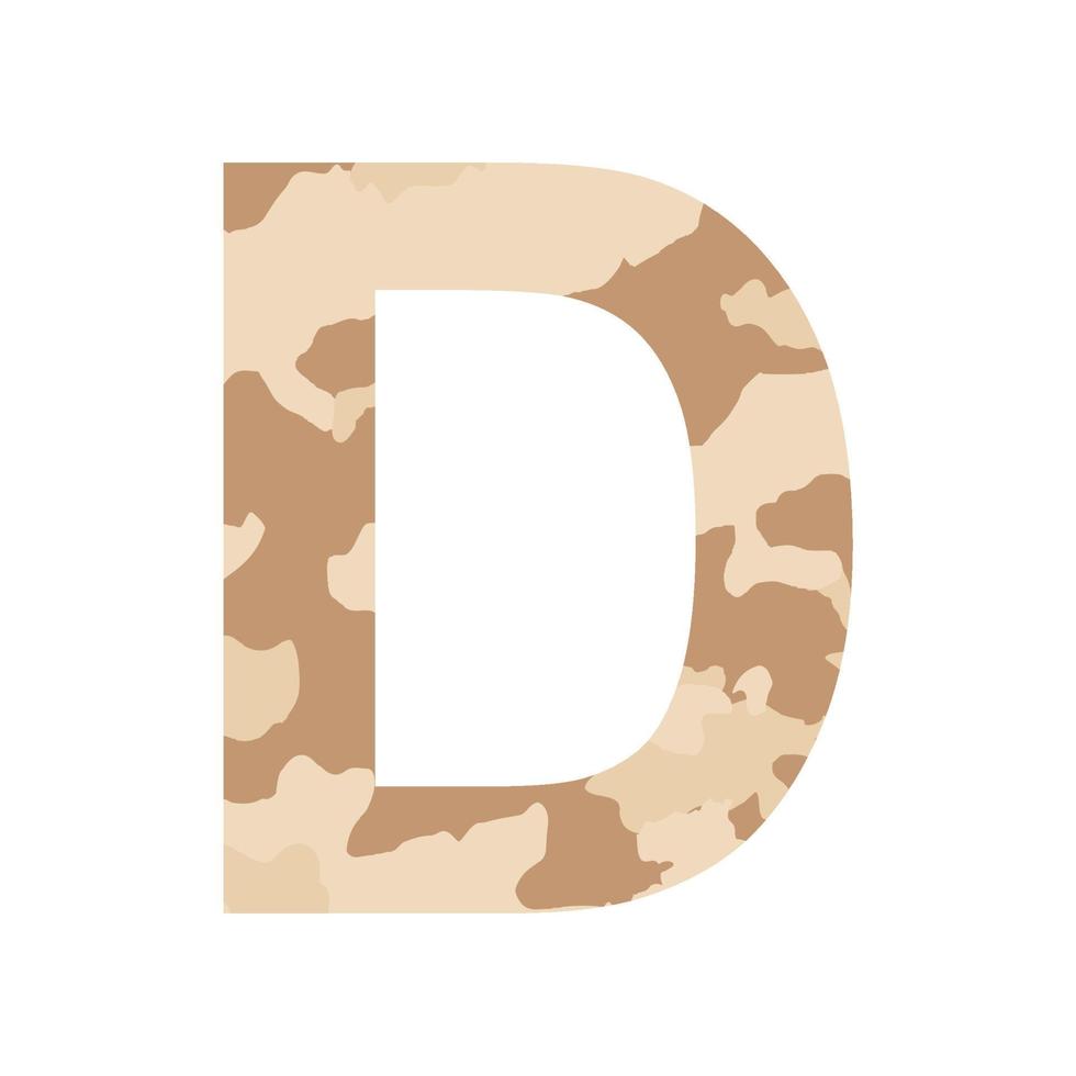 alfabeto inglés letra d, estilo caqui aislado sobre fondo blanco - vector