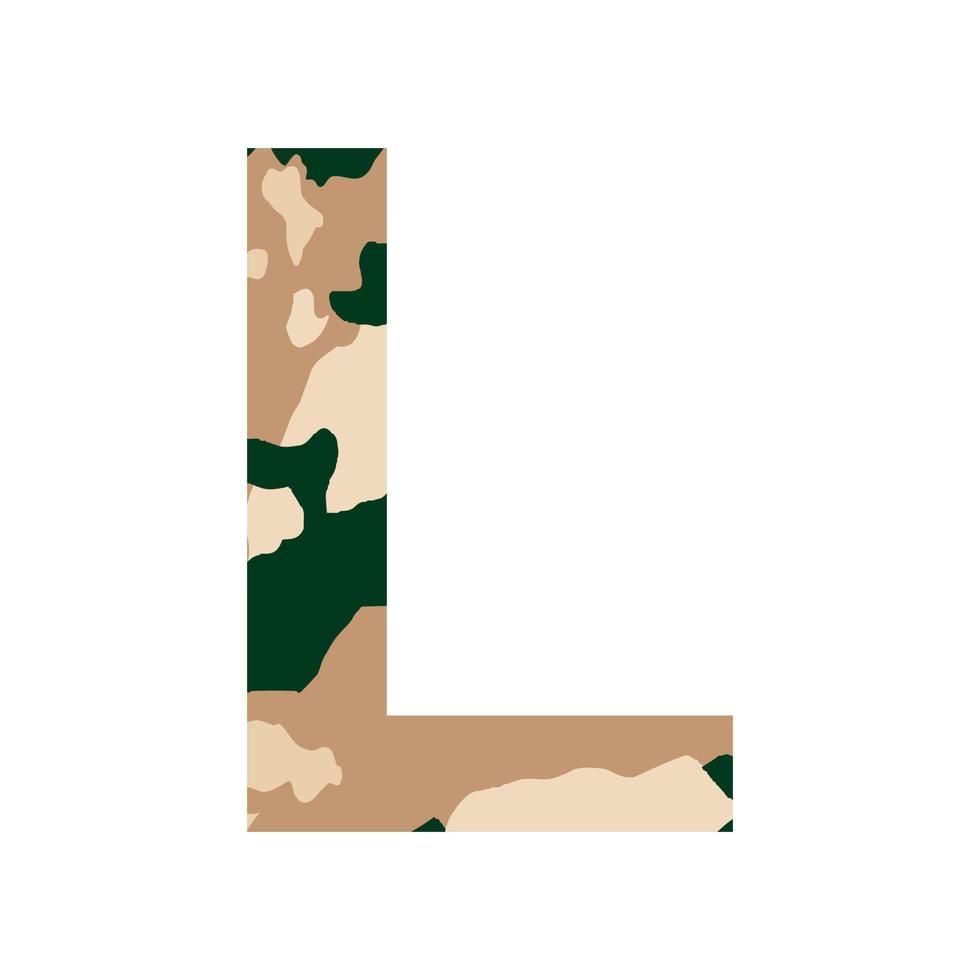 English alphabet letter L, khaki style isolated on white background - Vector