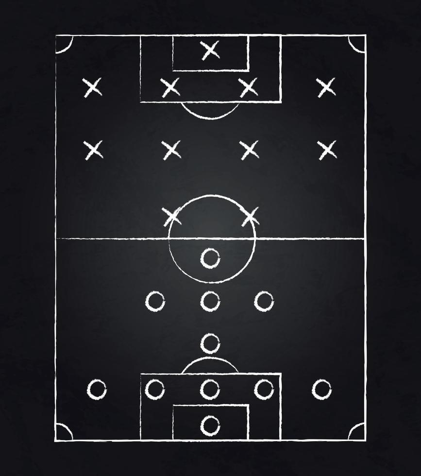 Dark background board with tactical placement of football players - Vector