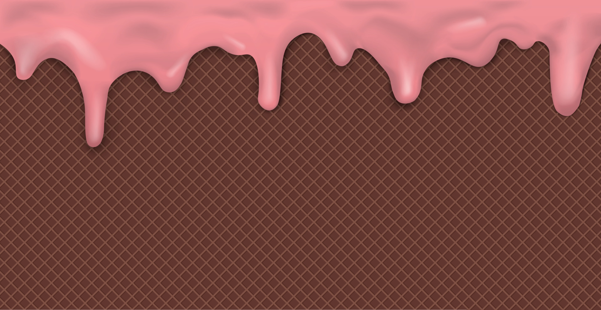 Sweet seamless panoramic ice cream pattern with dripping pink icing and