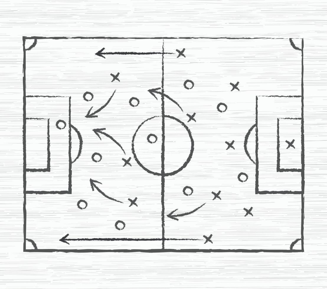 Chalkboard background with painted official football markings on white wooden board - Vector