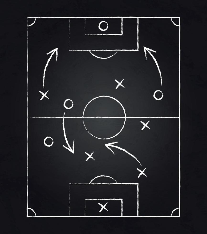 fondo de tablero oscuro con tácticas de fútbol - vector