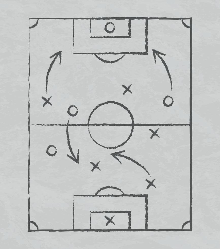 Football and football tactics drawn with chalk, marker on a white board - Vector