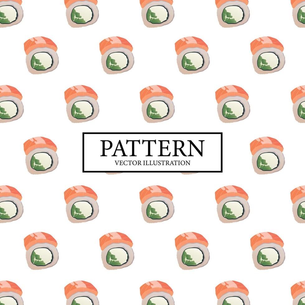 Pattern set of sushi rolls on white background - Vector