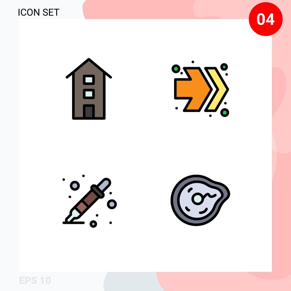 Universal Icon Symbols Group of 4 Modern Filledline Flat Colors of buildings color sampler shops fast forward liquidator Editable Vector Design Elements