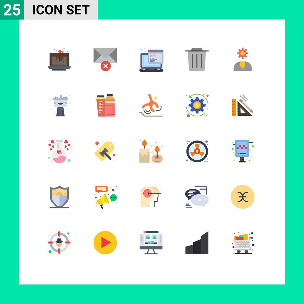 conjunto de 25 iconos modernos de la interfaz de usuario signos de símbolos para ayudar a llamar a la basura api eliminar elementos de diseño vectorial editables vector