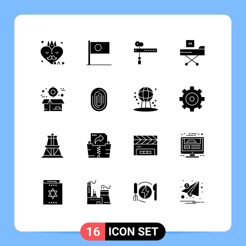 Modern Set of 16 Solid Glyphs and symbols such as health fitness flag disease flag Editable Vector Design Elements