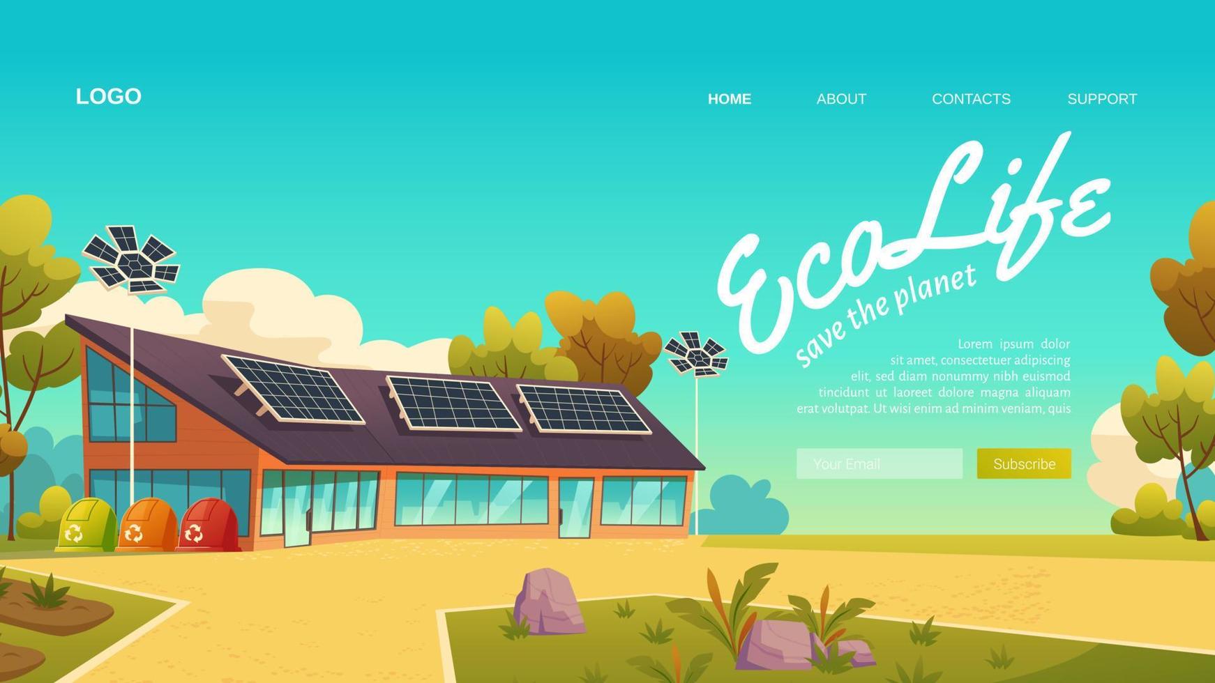 Eco life cartoon landing page, save the planet , vector