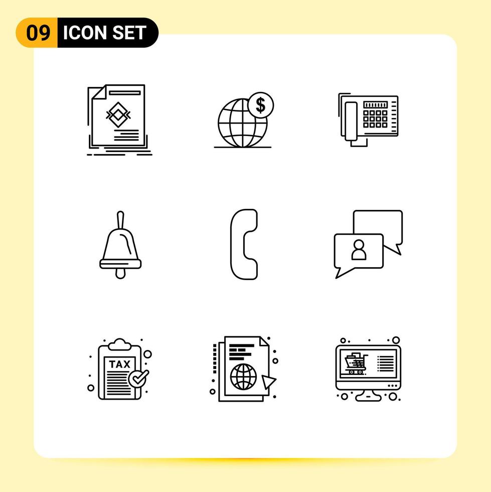 9 Creative Icons Modern Signs and Symbols of answer education globe bell number Editable Vector Design Elements