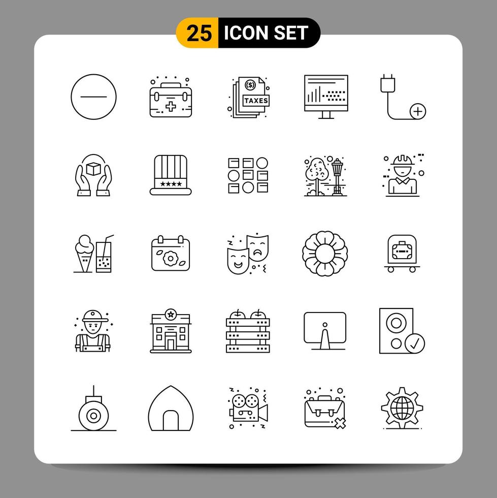 Paquete de 25 iconos negros signos de símbolos de contorno para diseños receptivos sobre fondo blanco 25 iconos establecidos vector