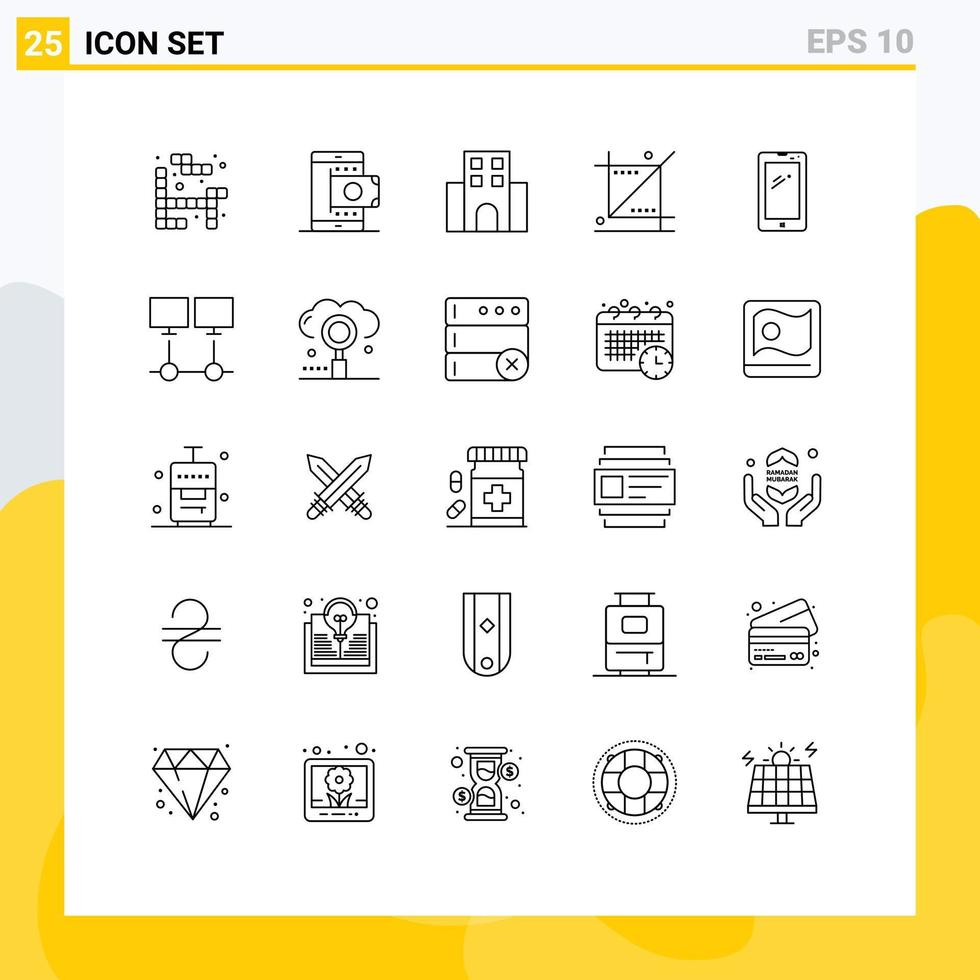 25 Universal Lines Set for Web and Mobile Applications tools graphic apartment design travelling Editable Vector Design Elements
