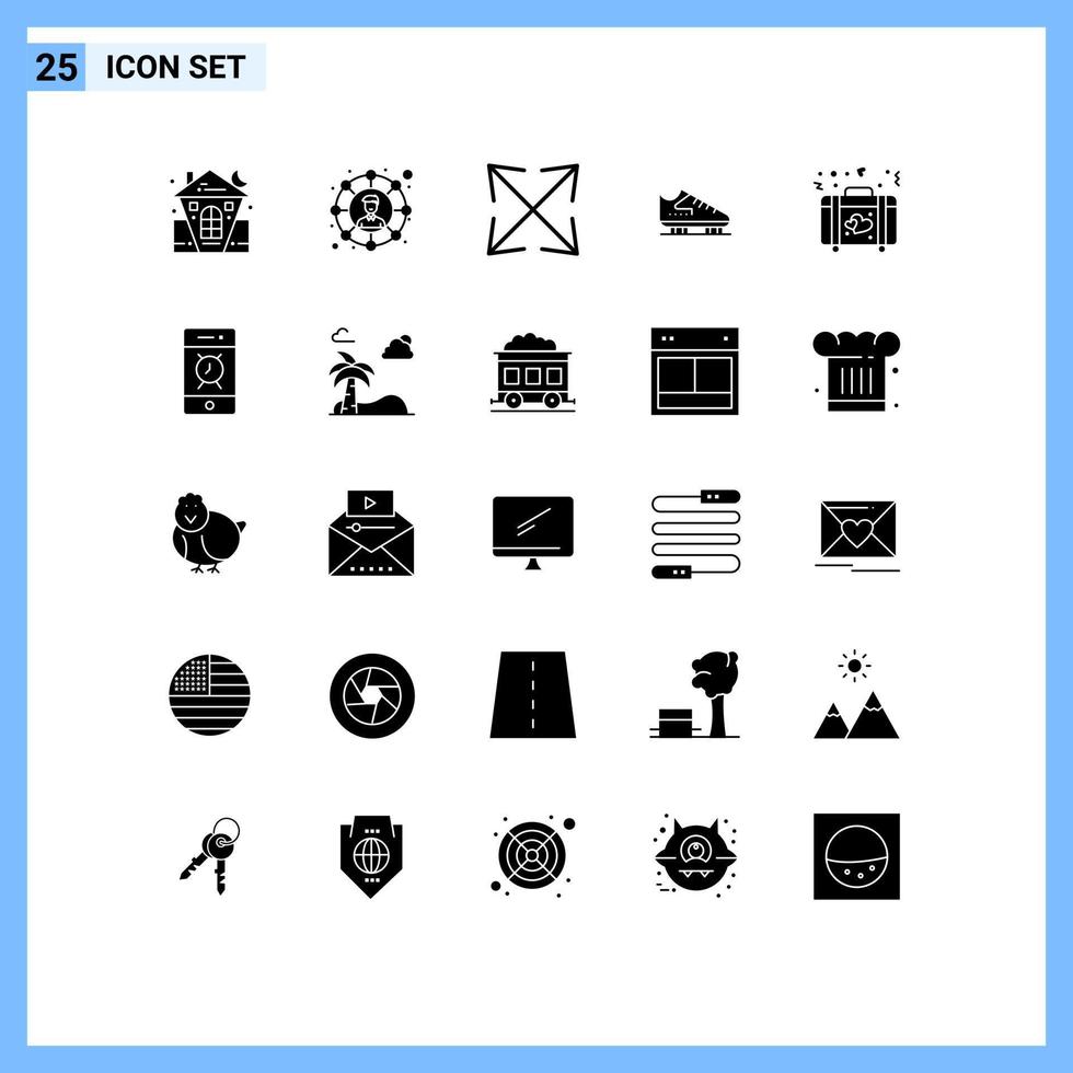 Set of 25 Modern UI Icons Symbols Signs for briefcase skates share skate boot Editable Vector Design Elements