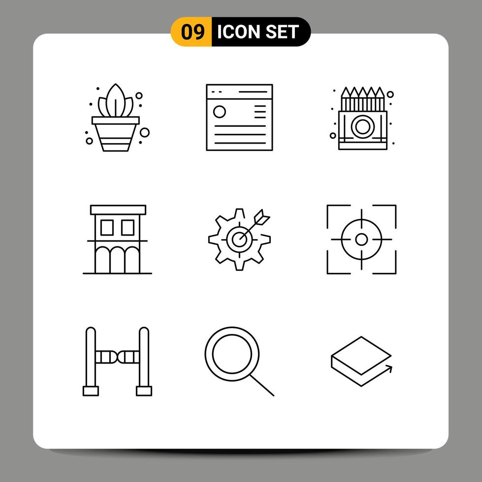 9 Outline concept for Websites Mobile and Apps residence house box estate pencil Editable Vector Design Elements