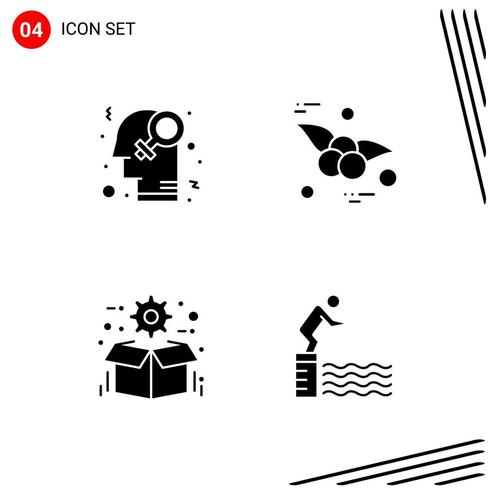 Collection of 4 Vector Icons in solid style Pixle Perfect Glyph Symbols for Web and Mobile Solid Icon Signs on White Background 4 Icons