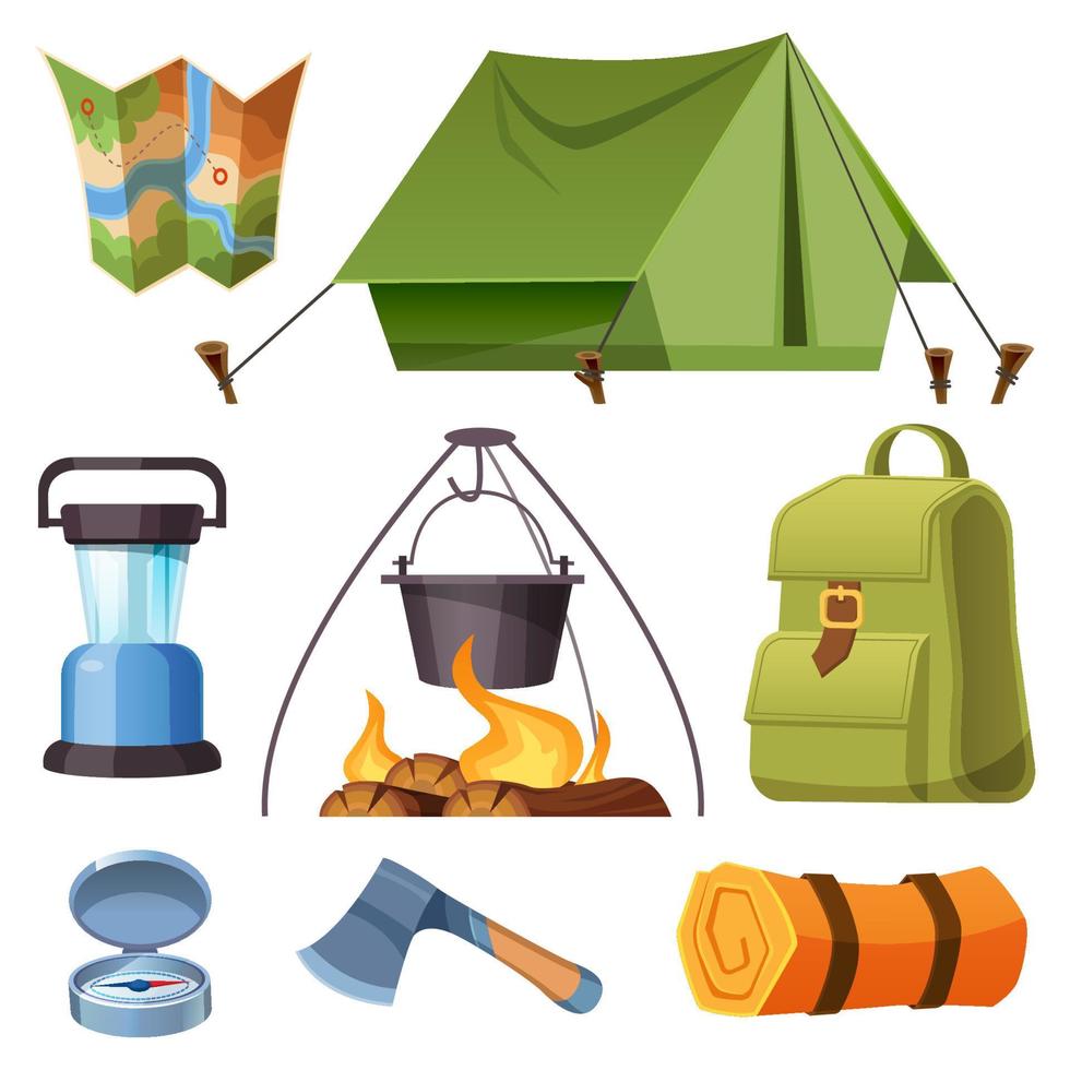 Supplies For Camping Vector Vector Art & Graphics