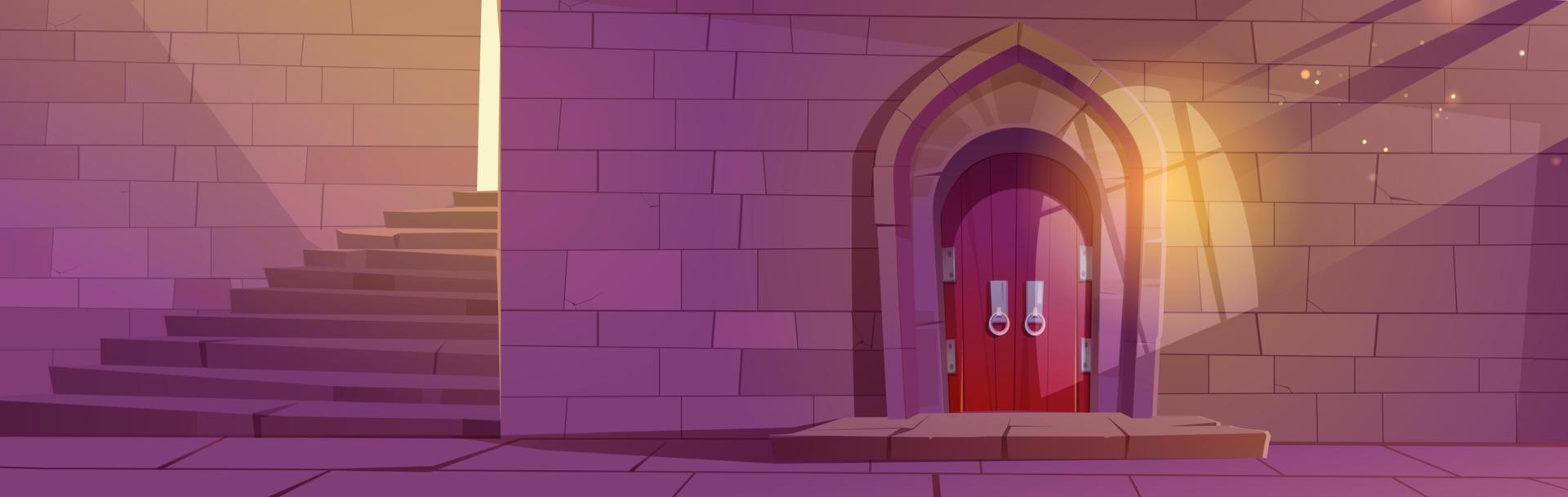 Medieval dungeon or castle building interior. vector