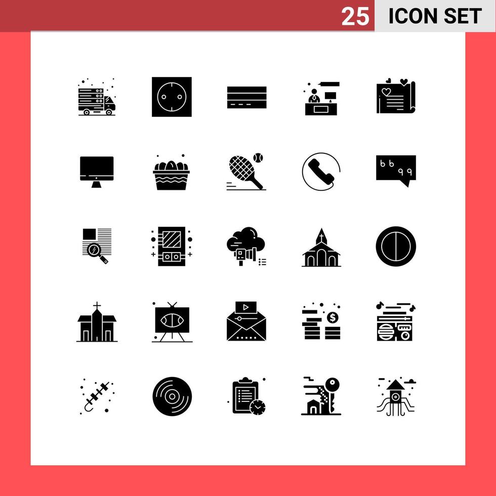 Stock Vector Icon Pack of 25 Line Signs and Symbols for working consulting business chat interface Editable Vector Design Elements