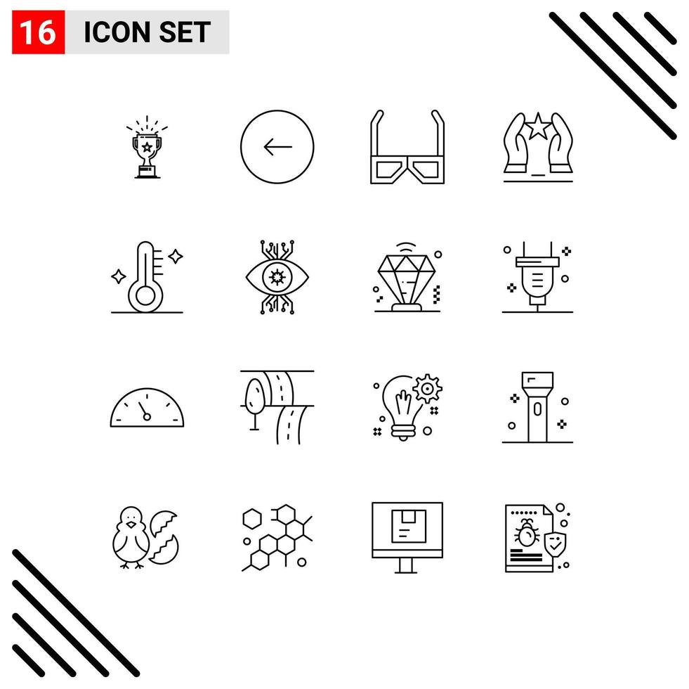 Outline Pack of 16 Universal Symbols of motivation care stop built tv Editable Vector Design Elements