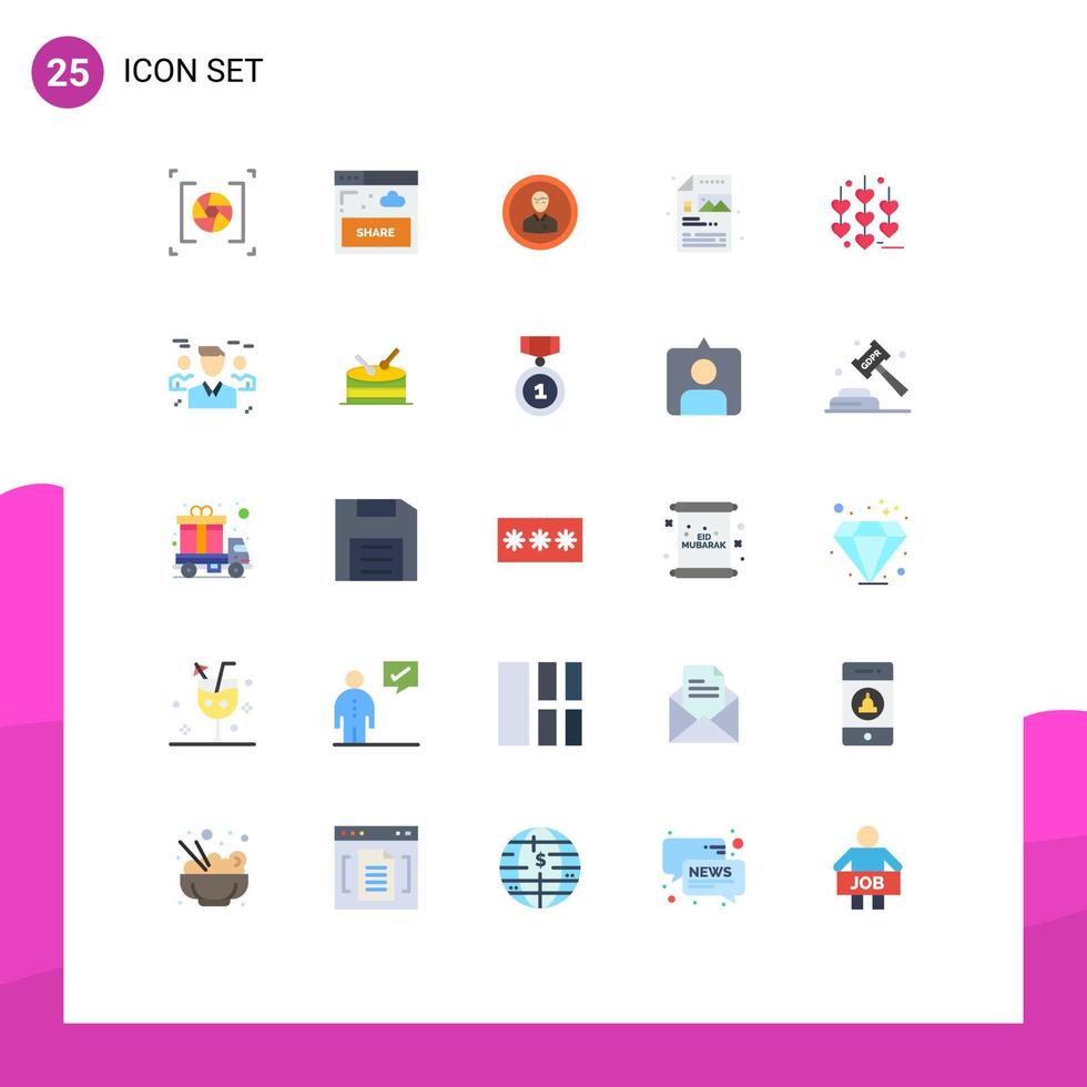 Group of 25 Modern Flat Colors Set for file creative avatar user person Editable Vector Design Elements
