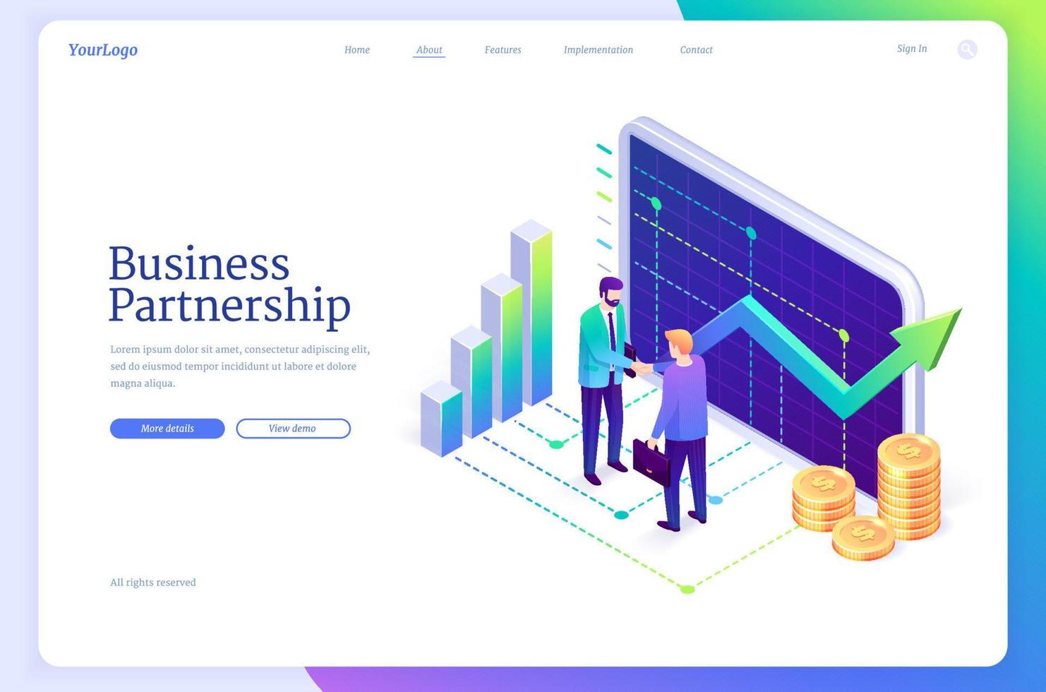 Vector landing page of business partnership
