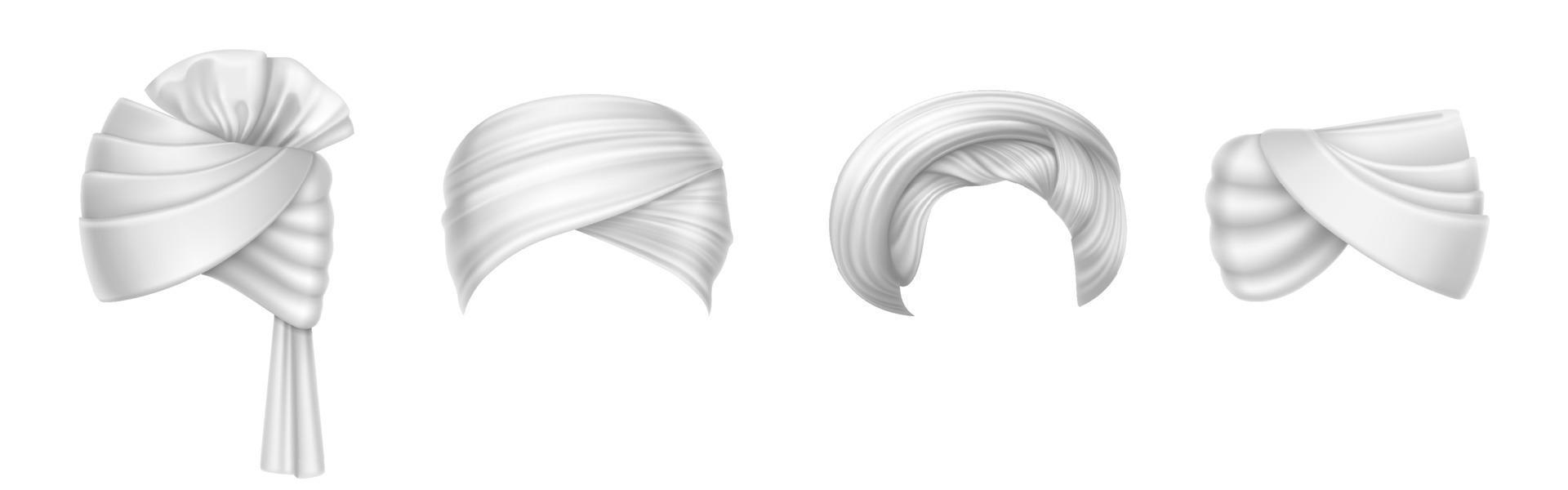 Turbans, indian and arab headdress, pagdi vector
