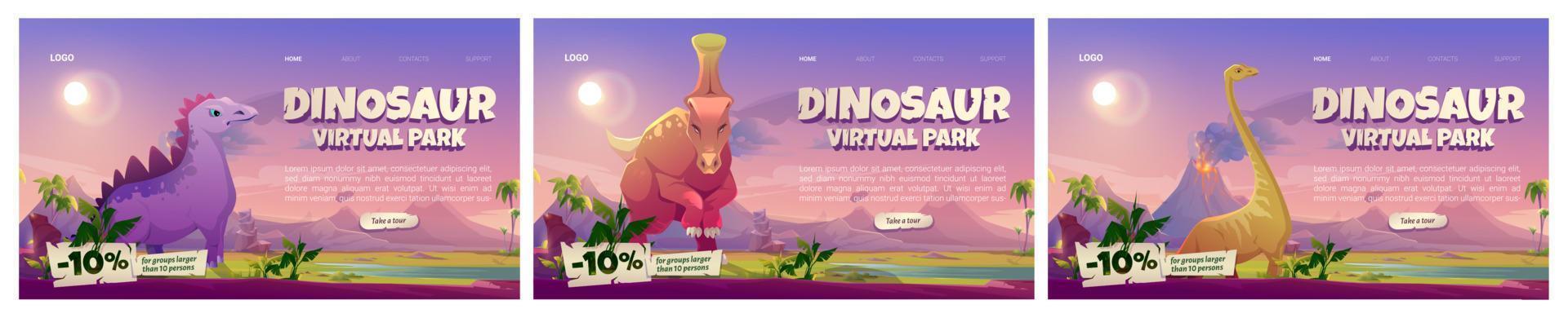 sitio web vectorial del parque virtual de dinosaurios vector