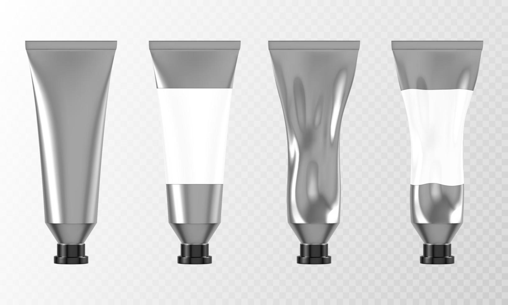 Metal tube for hand cream or paints 3d mockup vector