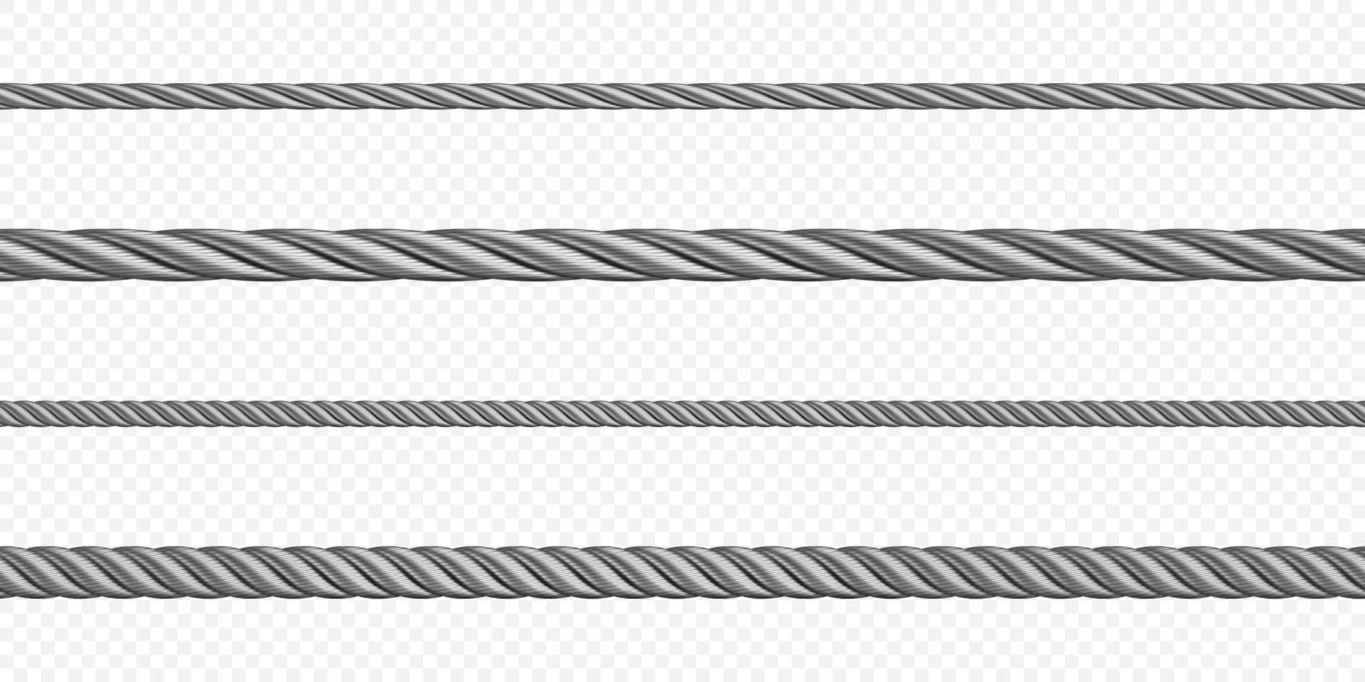 guindaleza de metal, cuerda, cable de acero de diferentes tamaños vector