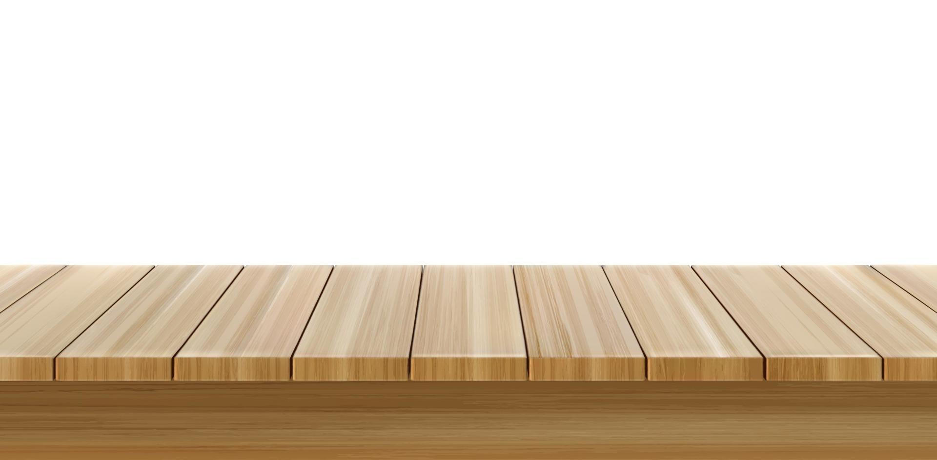 Wooden table foreground, wood tabletop front view vector