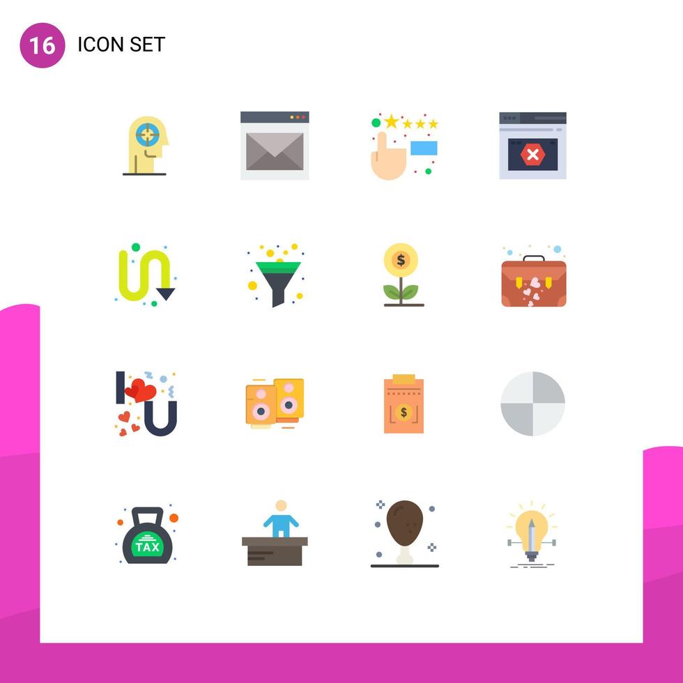 Modern Set of 16 Flat Colors and symbols such as error web email page feedback Editable Pack of Creative Vector Design Elements