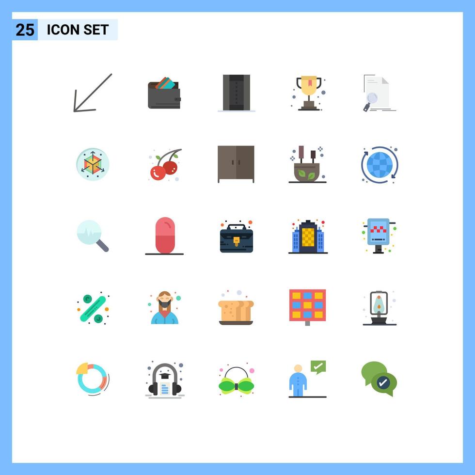 Mobile Interface Flat Color Set of 25 Pictograms of analysis school money online pitch Editable Vector Design Elements