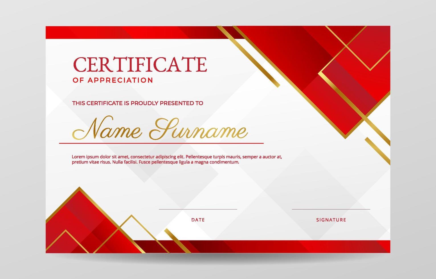 Formal Red Certificate Template vector