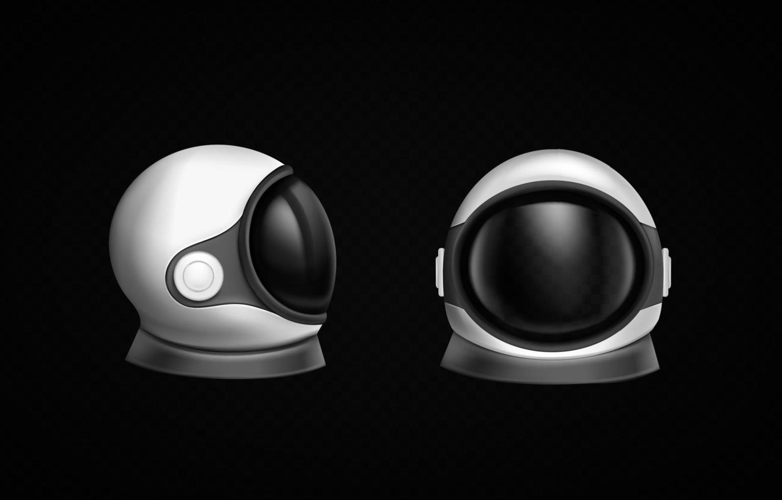 Astronaut helmet, space suit front and side view vector