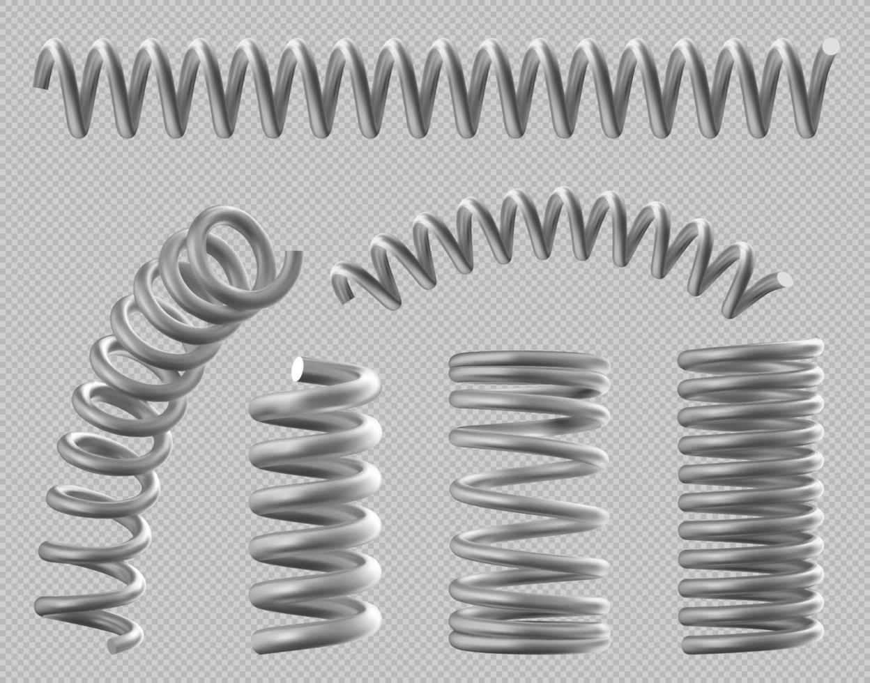 Metal springs, realistic coils for bed or car set vector