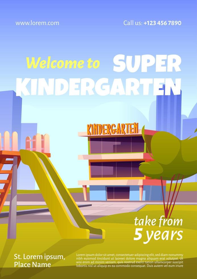 Welcome to kindergarten ad poster, invitation vector