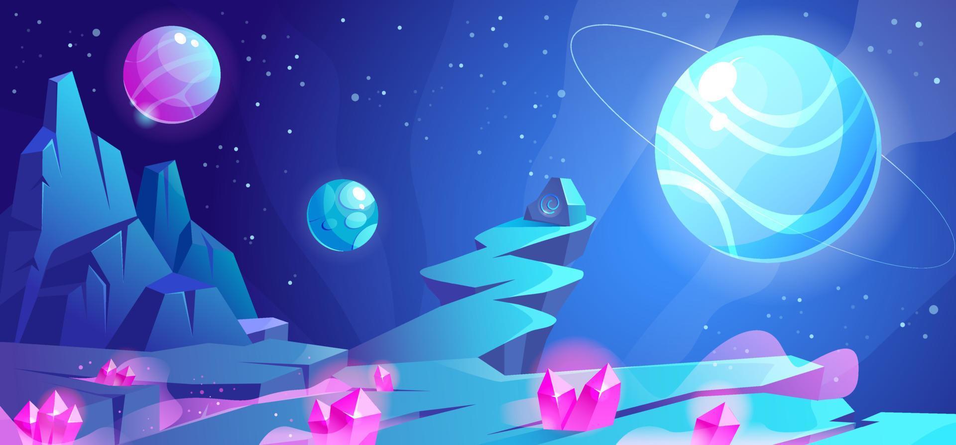 espacio paisaje noche extraterrestre fantasía planeta superficie vector