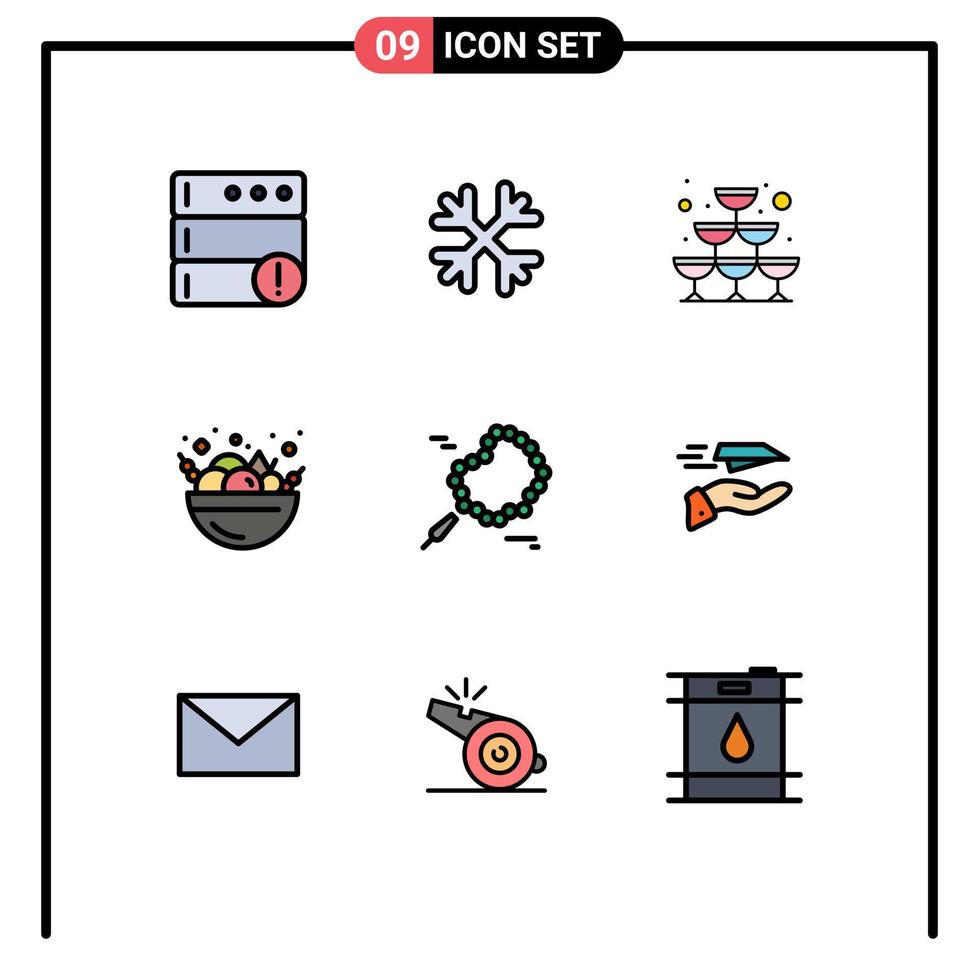 9 Creative Icons Modern Signs and Symbols of hand pray sparkling bead summer Editable Vector Design Elements