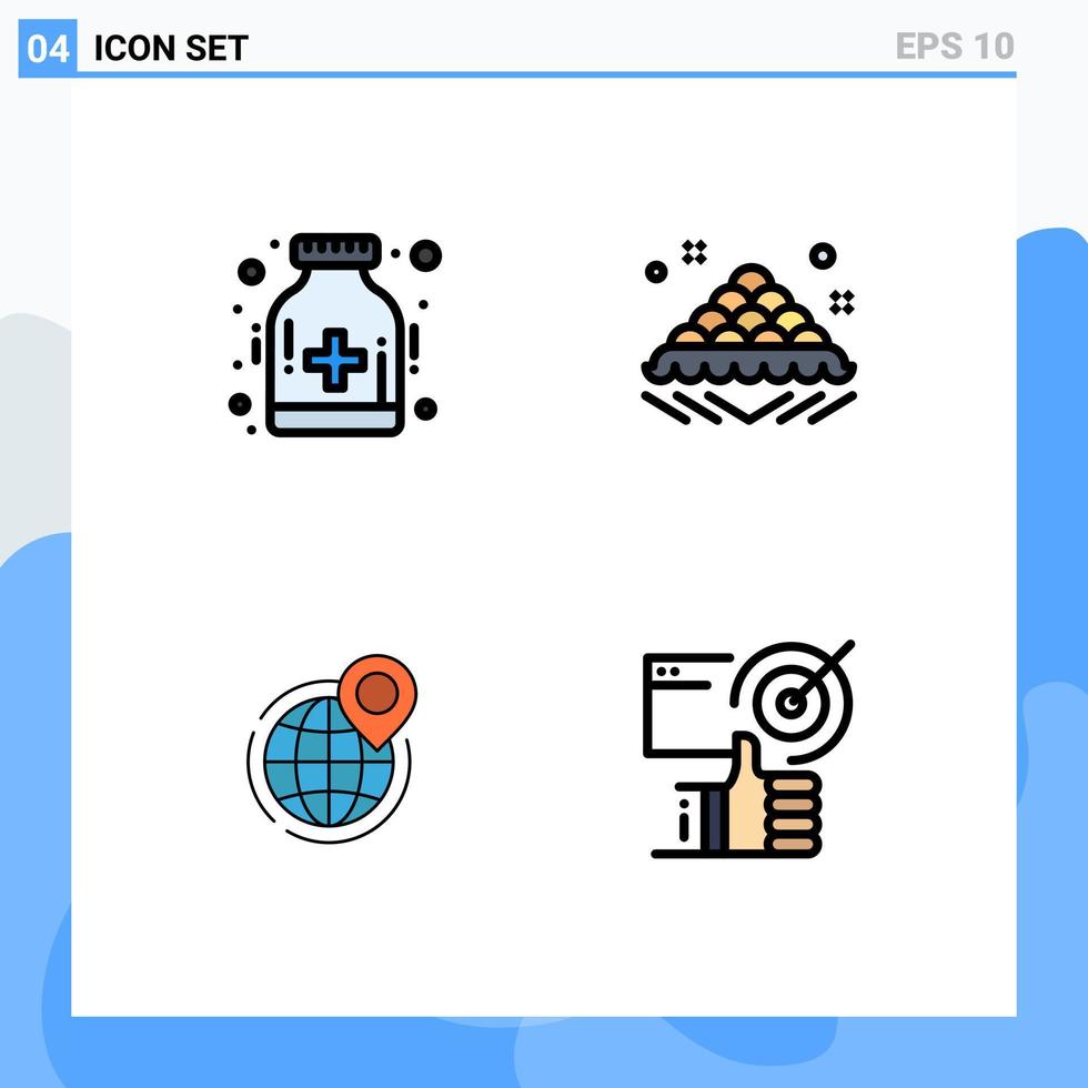 Universal Icon Symbols Group of 4 Modern Filledline Flat Colors of care globe hospital fast global Editable Vector Design Elements