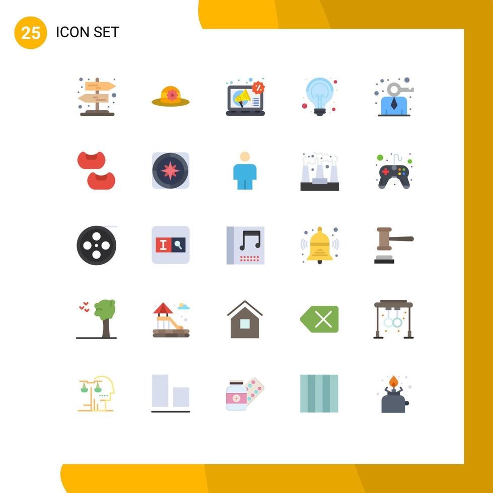 Modern Set of 25 Flat Colors Pictograph of person key marketing business idea Editable Vector Design Elements