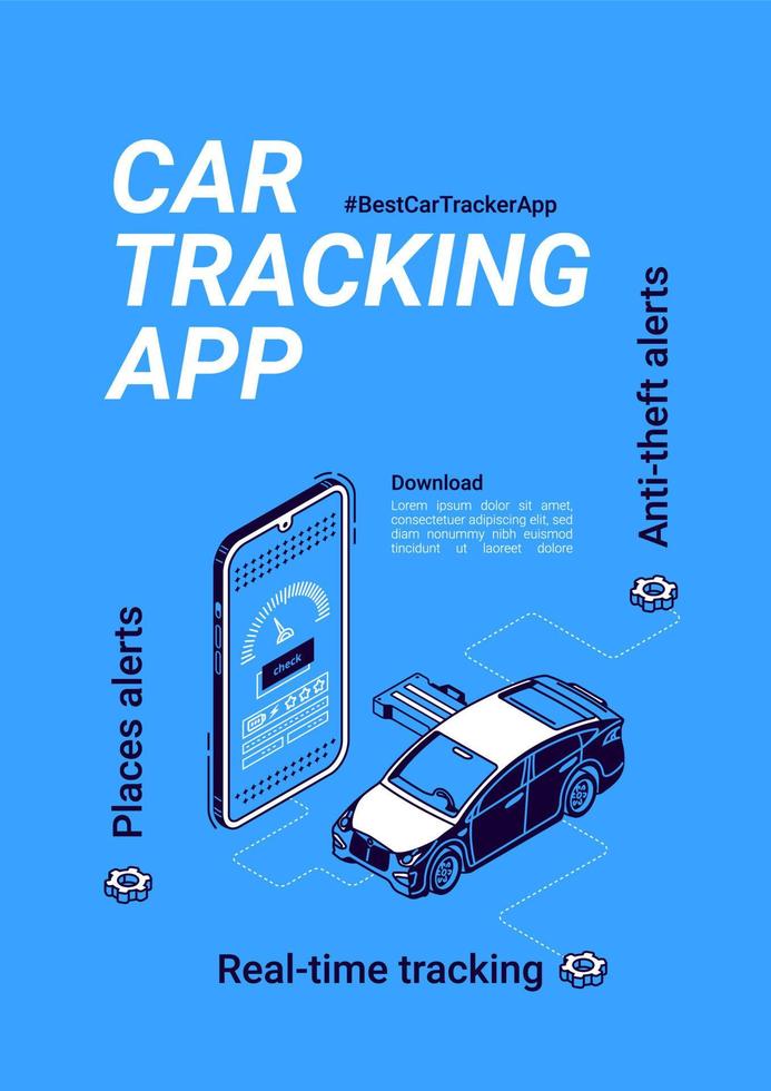 Vector banner of car tracker app for smartphone