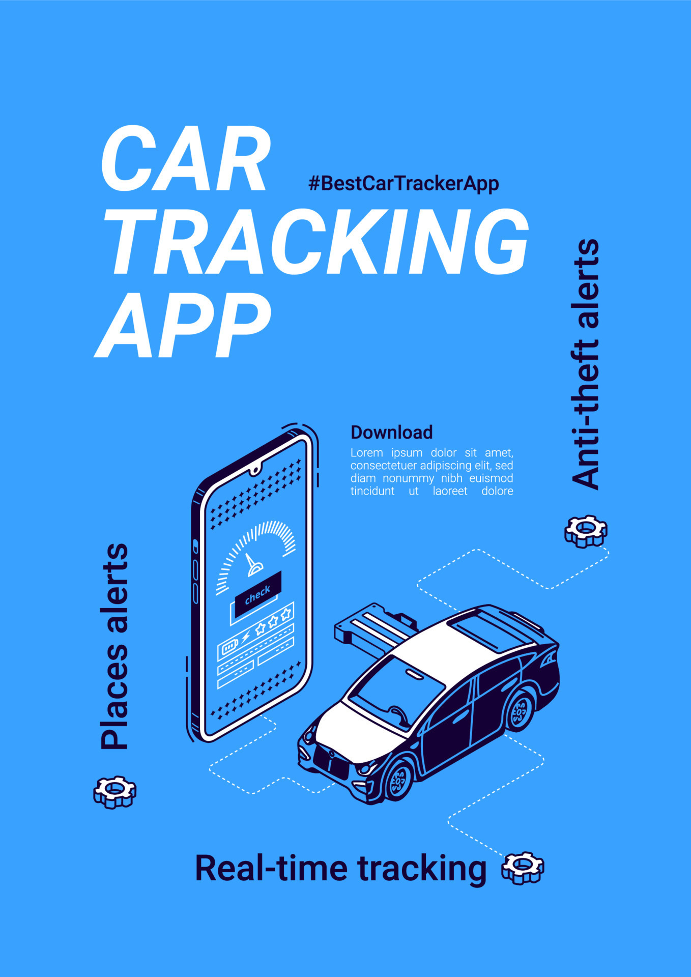 Vector banner of car tracker app for smartphone 14779006 Vector Art at