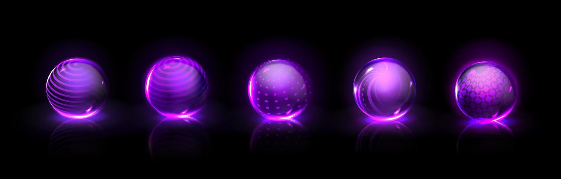 Force shield bubbles, power energy glass spheres vector