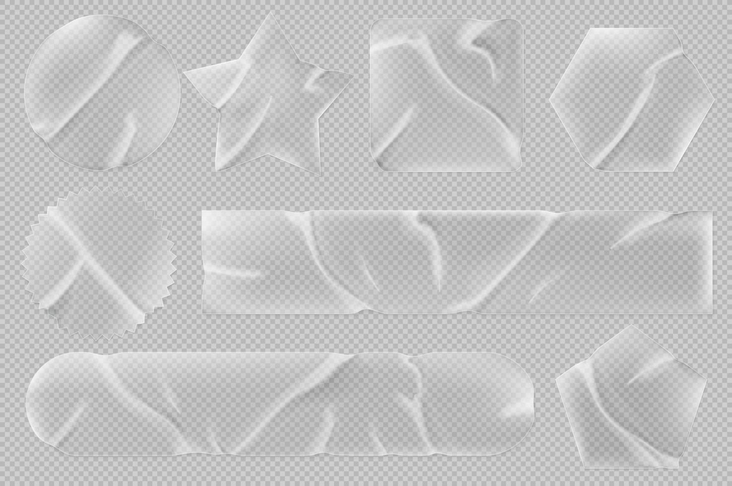 Transparent stickers or patches of plastic or pvc vector